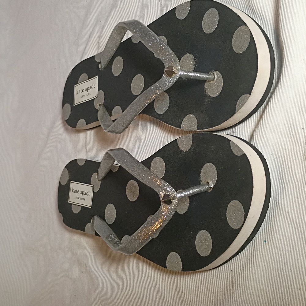 Kate Spade Silvery Polka Dot Flip Flops - Picture 2 of 5